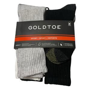 Gold Toe Goldtoe Mens Shoe Size 6-12.5 Cotton Sport Crew Socks 6 Pack AquaFX